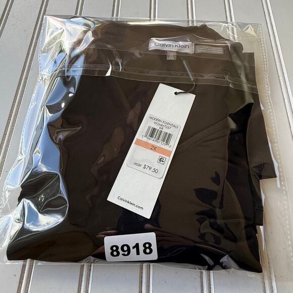 NEW! Calvin Klein liquid Knit V Neck shoulder smocking sheer sleeves top size 2X - Picture 12 of 12